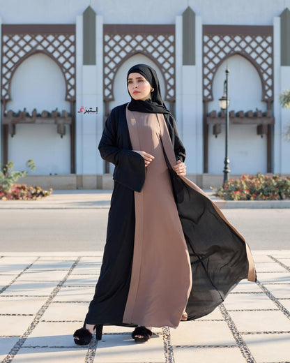 "Two-piece abaya in black and Coffe 🤎