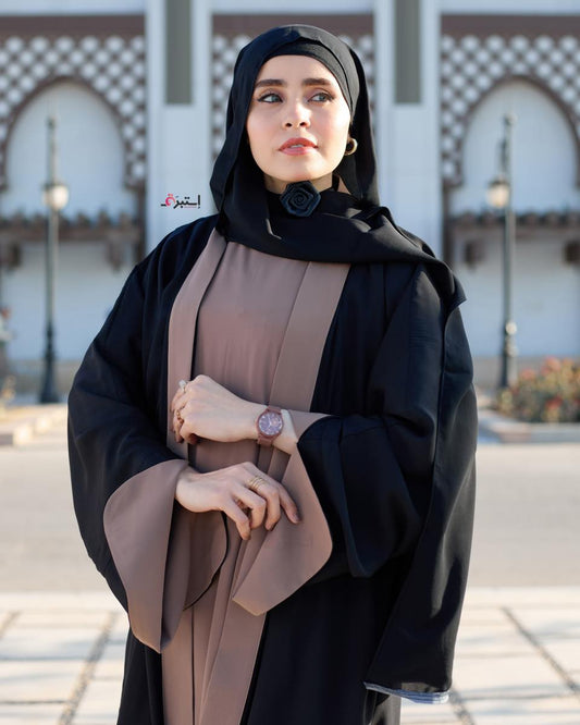 "Two-piece abaya in black and Coffe 🤎